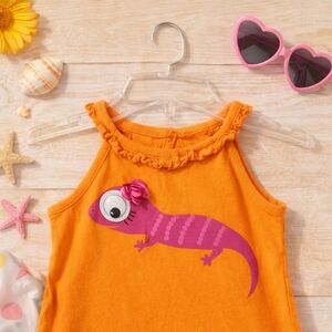 🧡 Crazy 8 Pink Lizard Tank Top – Girls 3T 🦎